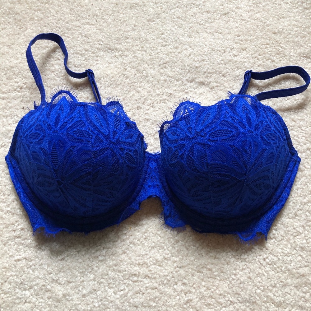 Blue Lace Balconette Bra
